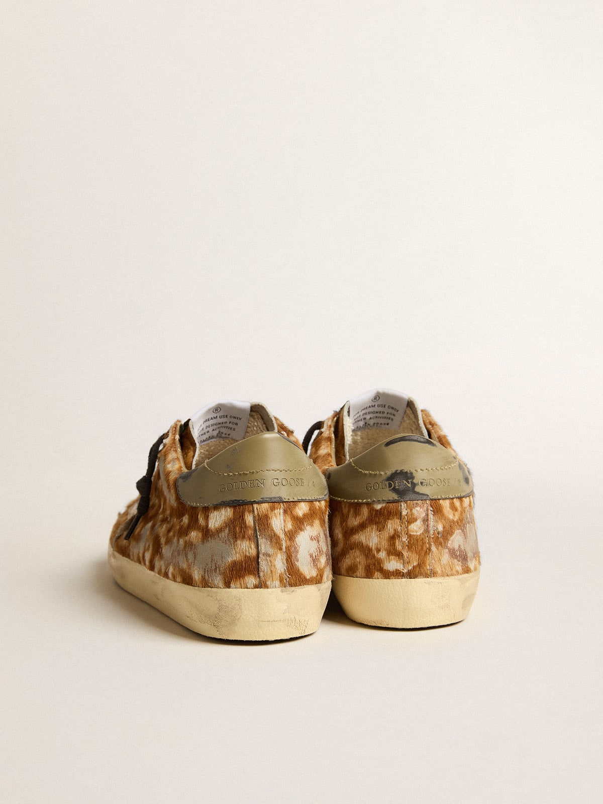 Zapatillas Super-Star LAB para hombre en piel de potro con estampado de leopardo, estrella dorada y refuerzo de talón gris