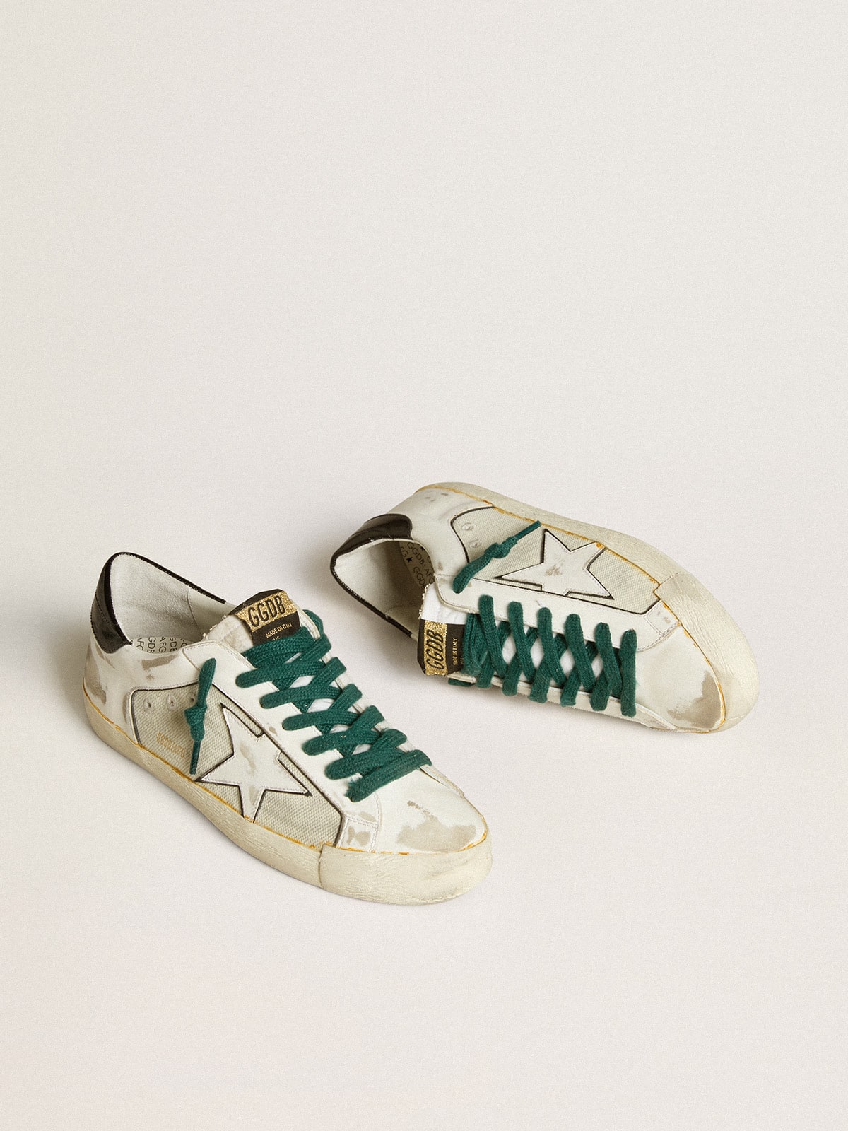 Zapatillas Super-Star LAB para hombre en piel blanca con estrella blanca y refuerzo de talón negro