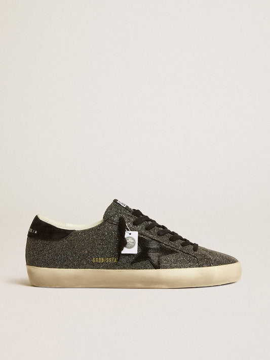 Men's Super-Star in black Swarovski crystals with black suede star