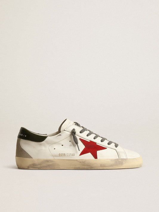 Super-Star para hombre con estrella de ante rojo y refuerzo de talón de cuero verde