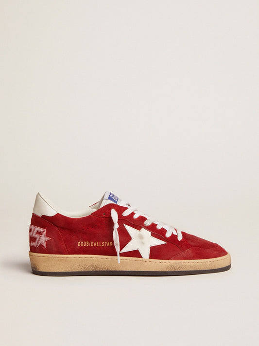 Ball Star para hombre en ante rojo oscuro con estrella y refuerzo en el talón en color blanco