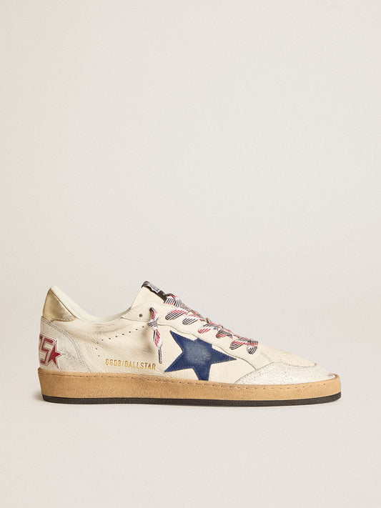 Ball Star para hombre en piel napa con estrella de ante azul y refuerzo del talón en piel platino