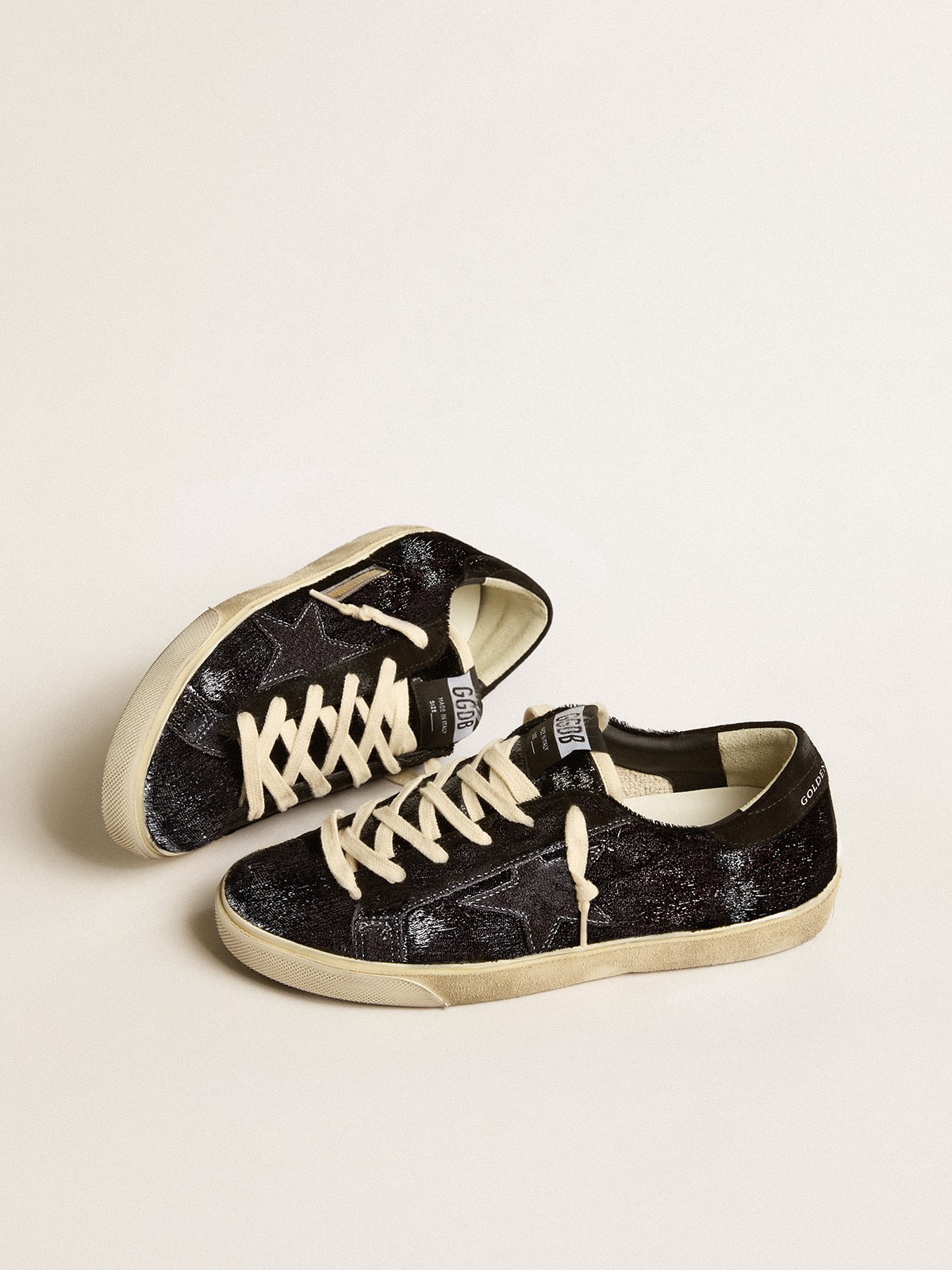 Super-Star para hombre en terciopelo y ante negro con estrella de ante negro